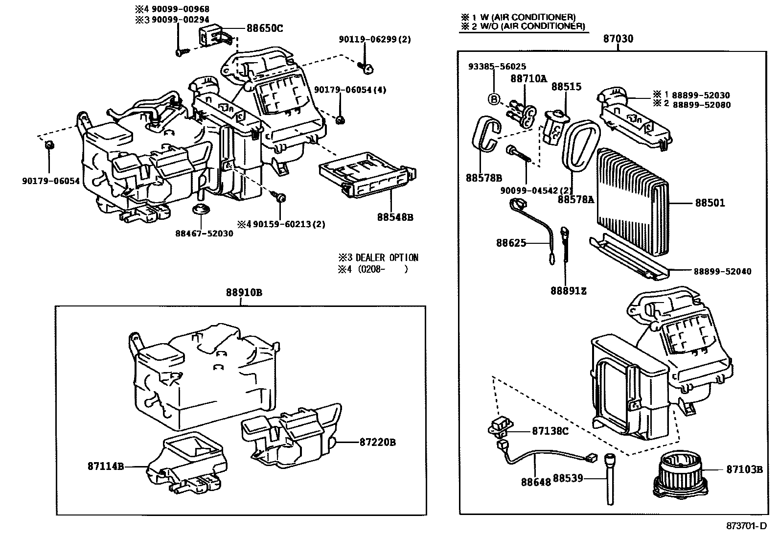 Toyota YARIS 暖风和空调系统 - 冷却器组件 EPC diagram — 873701D