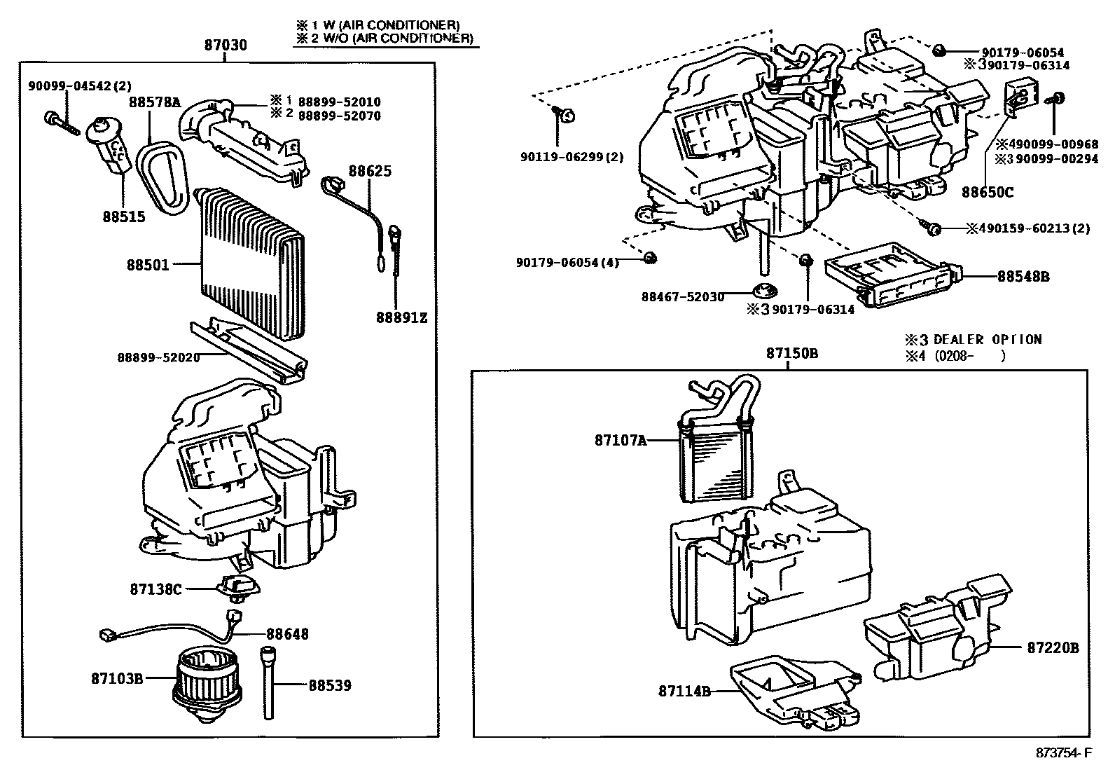 Toyota YARIS 暖风和空调系统 - 冷却器组件 EPC diagram — 873754F