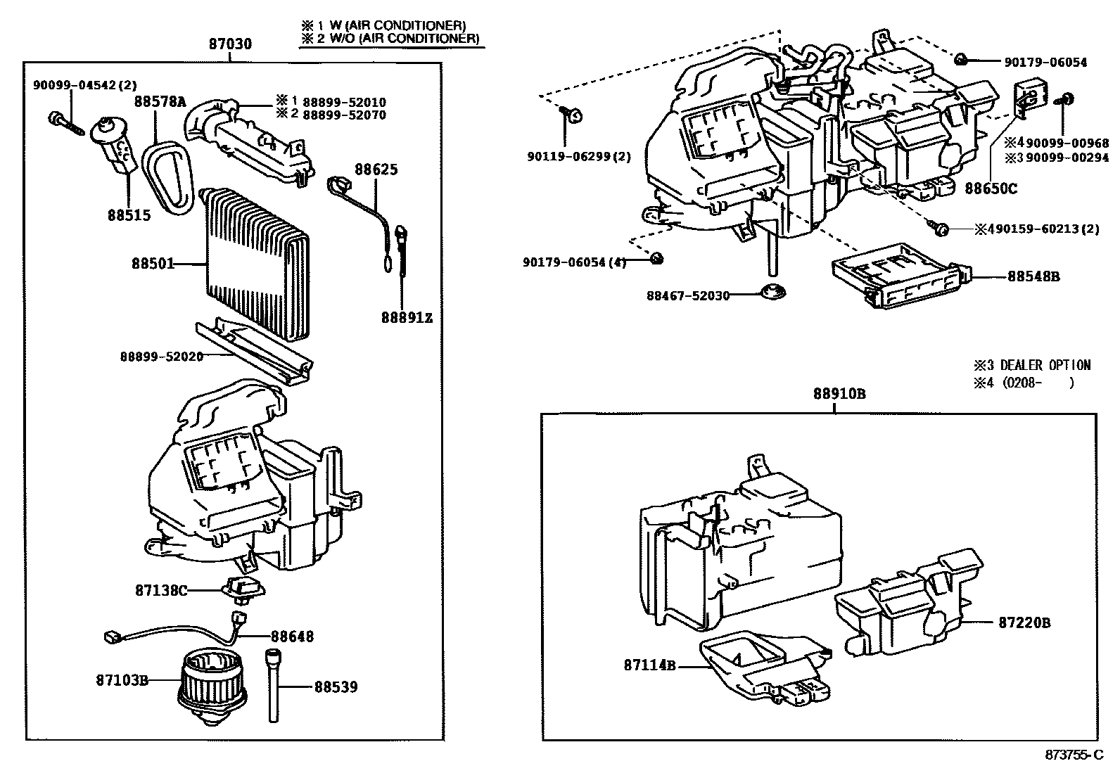 Toyota YARIS 暖风和空调系统 - 冷却器组件 EPC diagram — 873755C