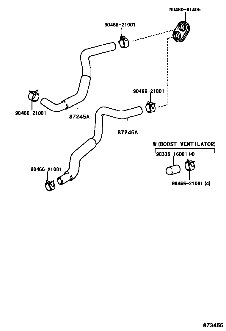 Toyota YARIS 暖风和空调系统 - 水管 EPC diagram — 873455