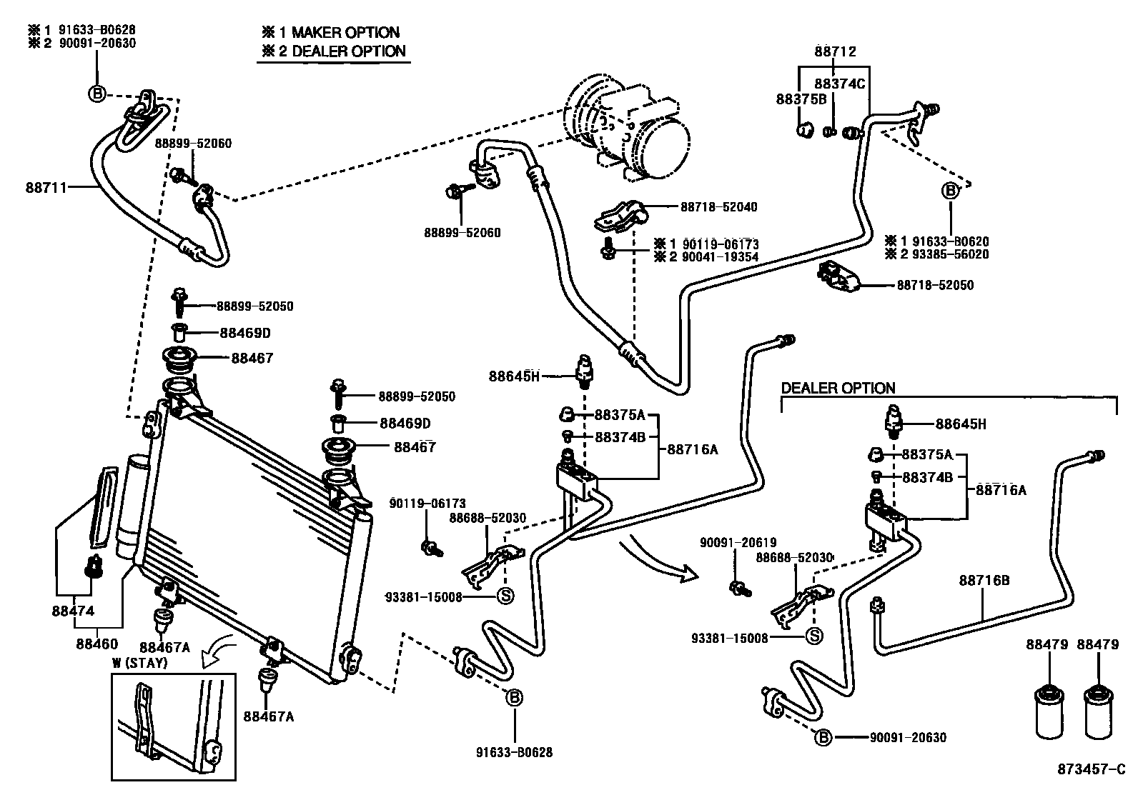 Toyota YARIS Heating & Air Conditioning - Cooler Piping EPC diagram — 873457C