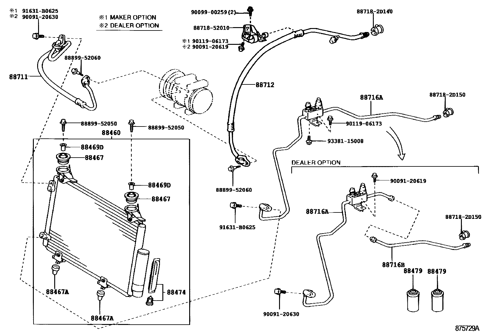 Toyota YARIS Heating & Air Conditioning - Cooler Piping EPC diagram — 875729A