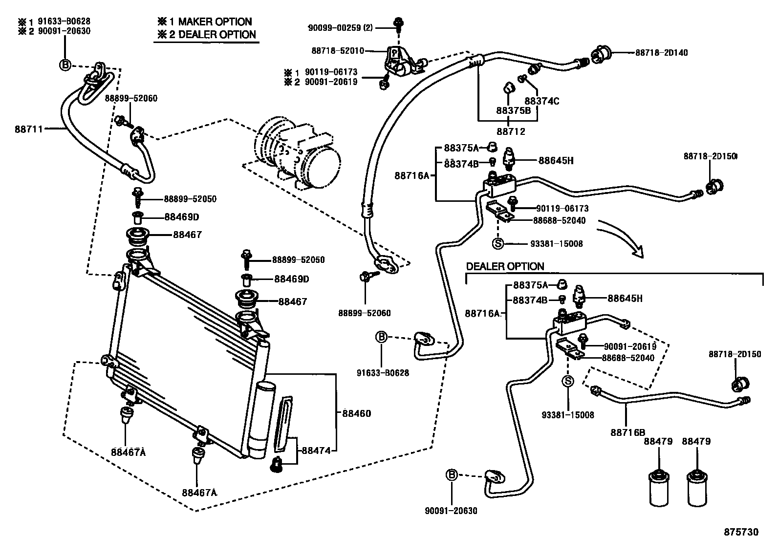 Toyota YARIS Heating & Air Conditioning - Cooler Piping EPC diagram — 875730