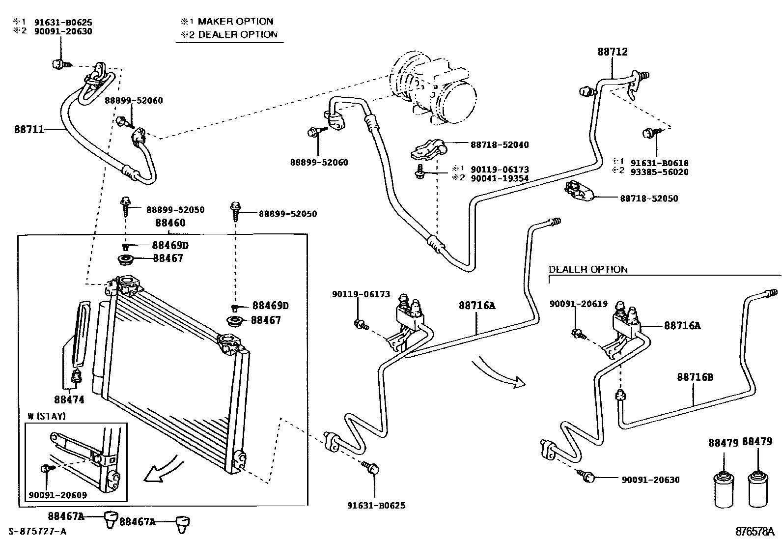 Toyota YARIS Heating & Air Conditioning - Cooler Piping EPC diagram — 876578A