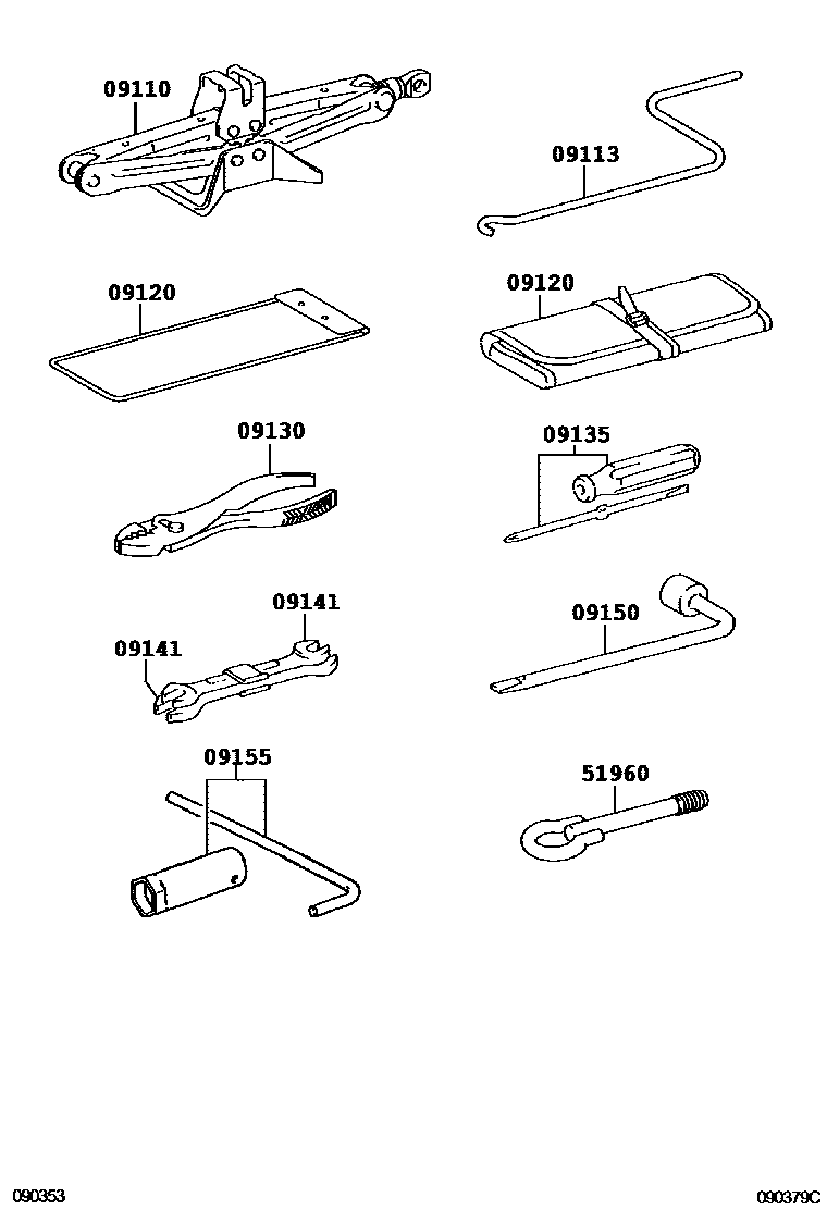 Toyota YARIS Standard Tools EPC diagram — 090379C
