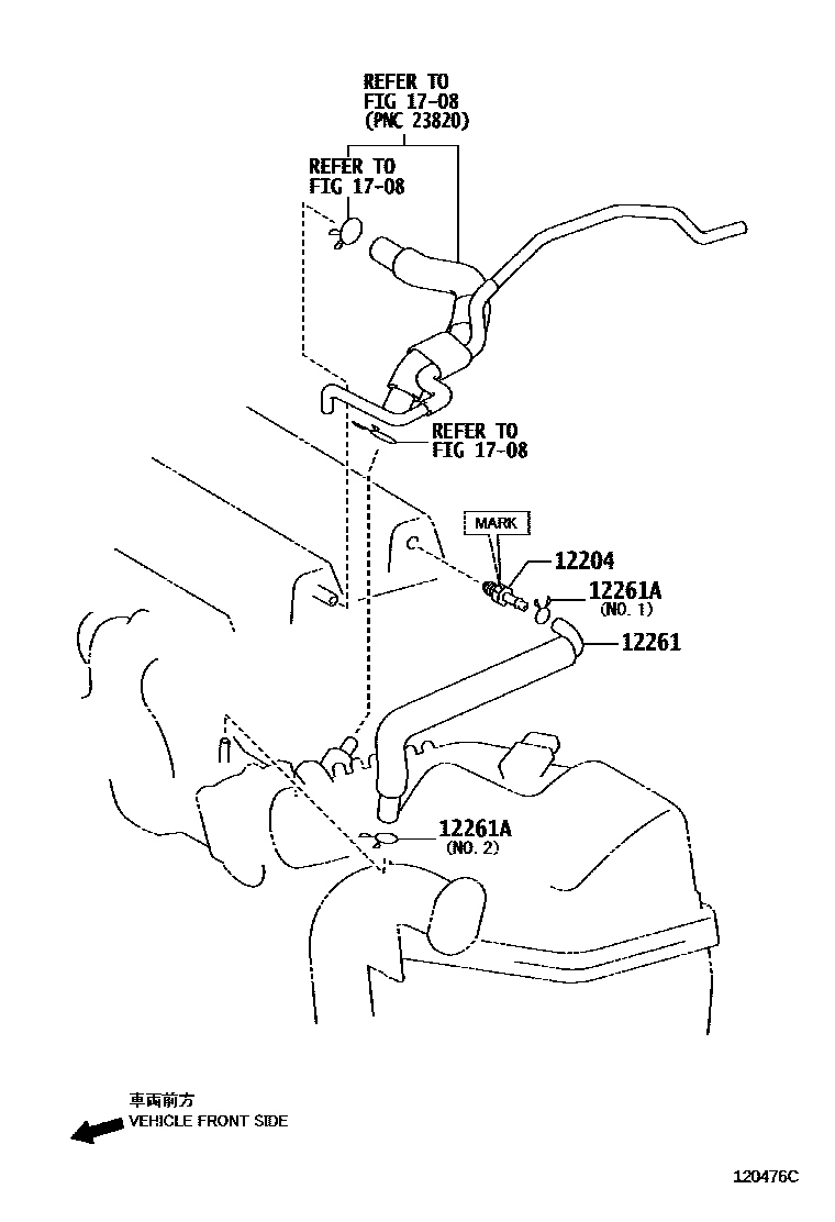 Toyota YARIS Ventilation Hose EPC diagram — 120476C