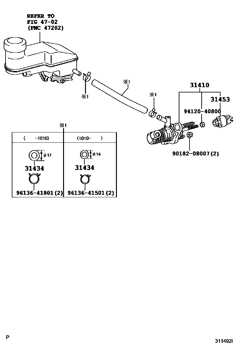 Toyota YARIS 离合器总泵 EPC diagram — 311492I
