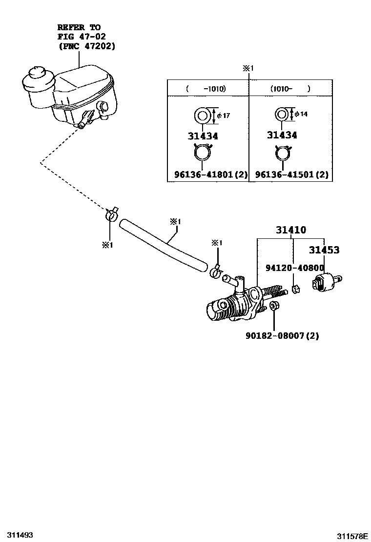 Toyota YARIS 离合器总泵 EPC diagram — 311578E
