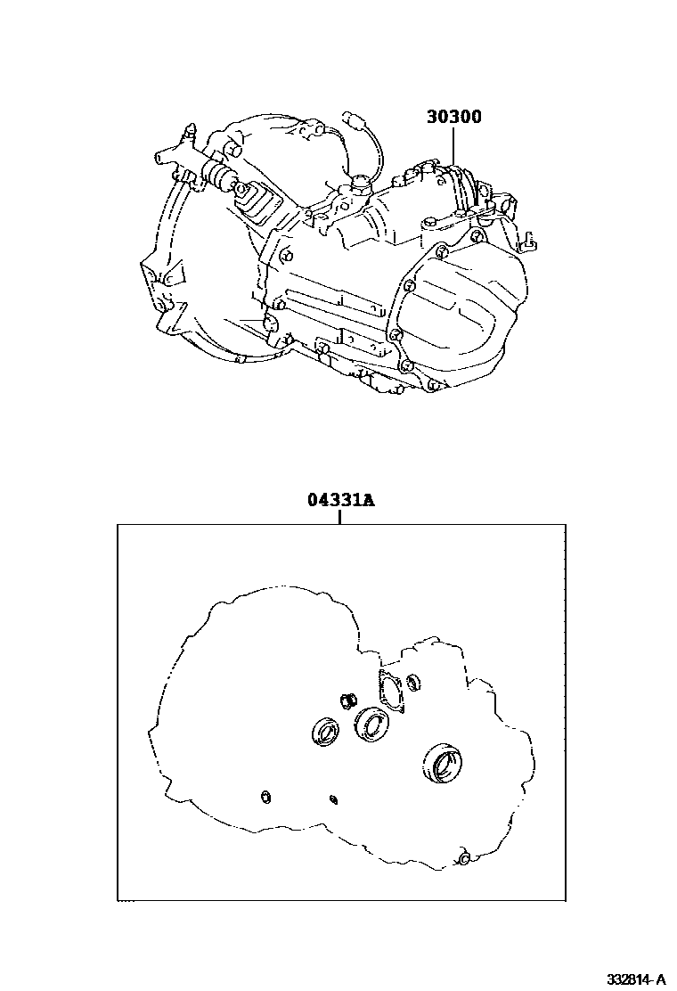 Toyota YARIS 传动桥或变速器总成和衬垫组件(MTM) EPC diagram — 332814A