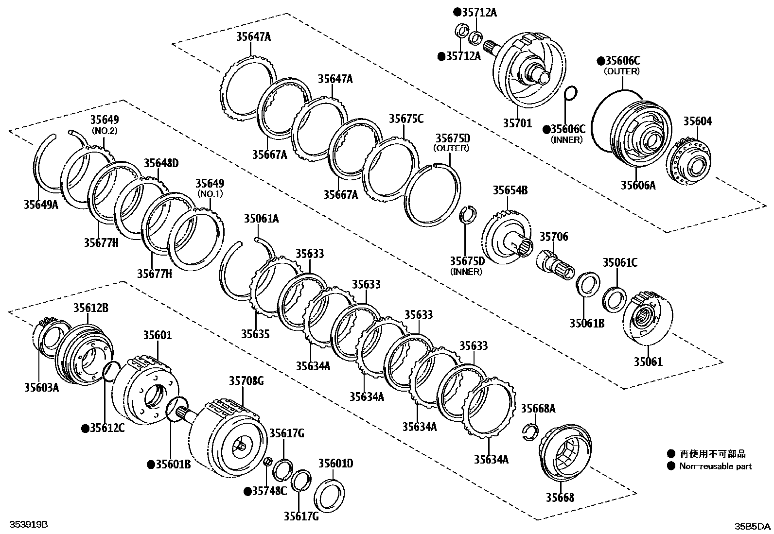 Toyota YARIS 制动带和多片式离合器(ATM) EPC diagram — 35B5DA