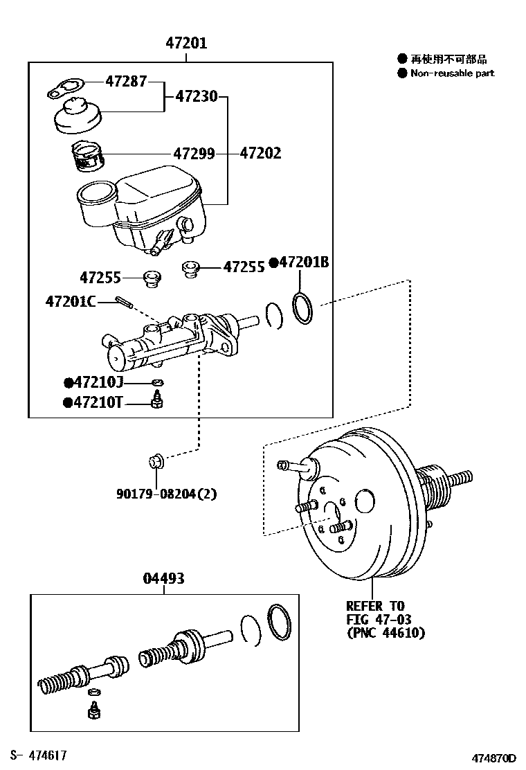 Toyota YARIS 制动总泵 EPC diagram — 474870D