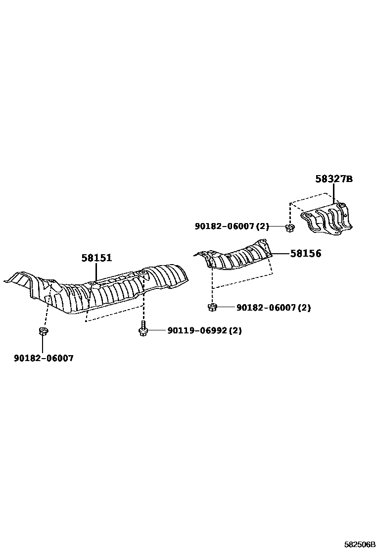 Toyota YARIS 地板隔热垫 EPC diagram — 582506B