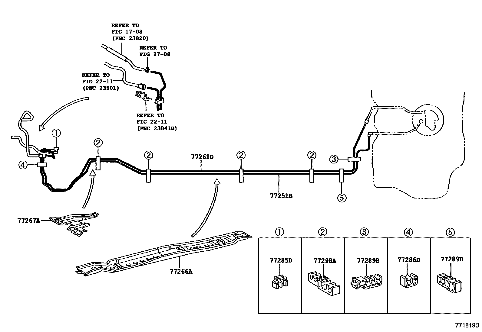 Toyota YARIS 燃油箱和燃油管 EPC diagram — 771819C