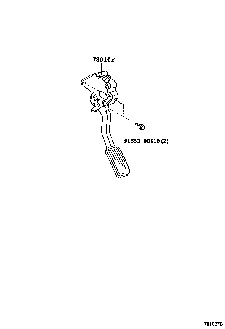 Toyota YARIS accelerator pedal connecting rod EPC diagram — 781027B