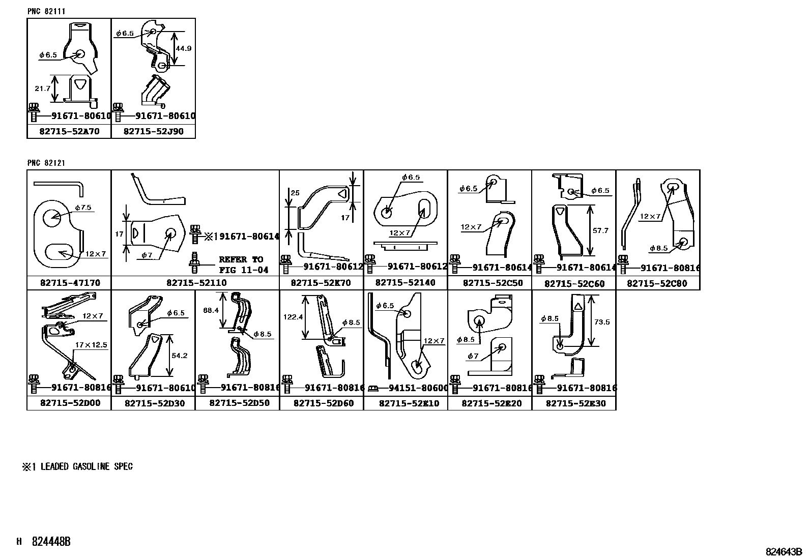 Toyota YARIS 线束和卡夹 EPC diagram — 824643B