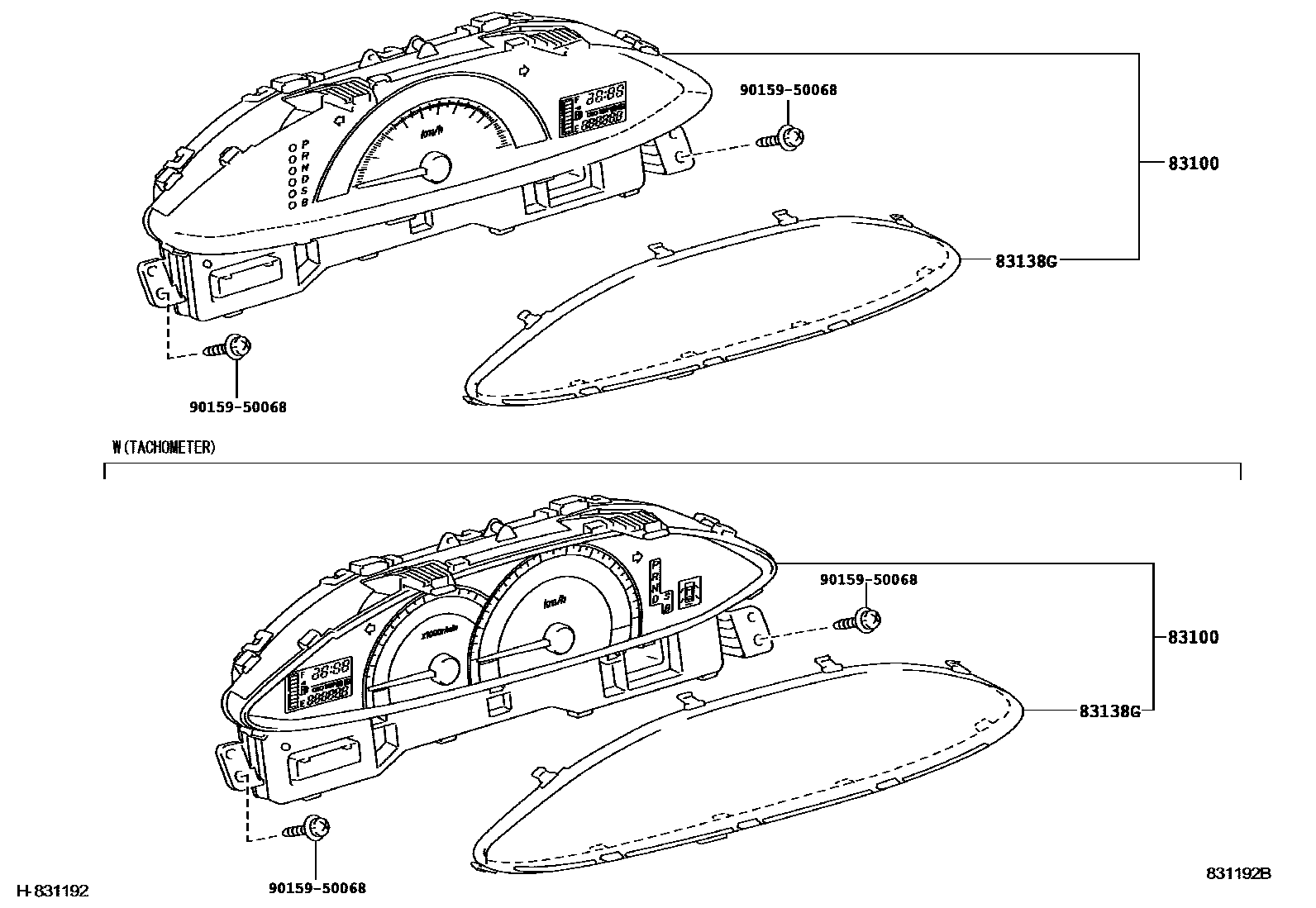 Toyota YARIS 仪表 EPC diagram — 831192B