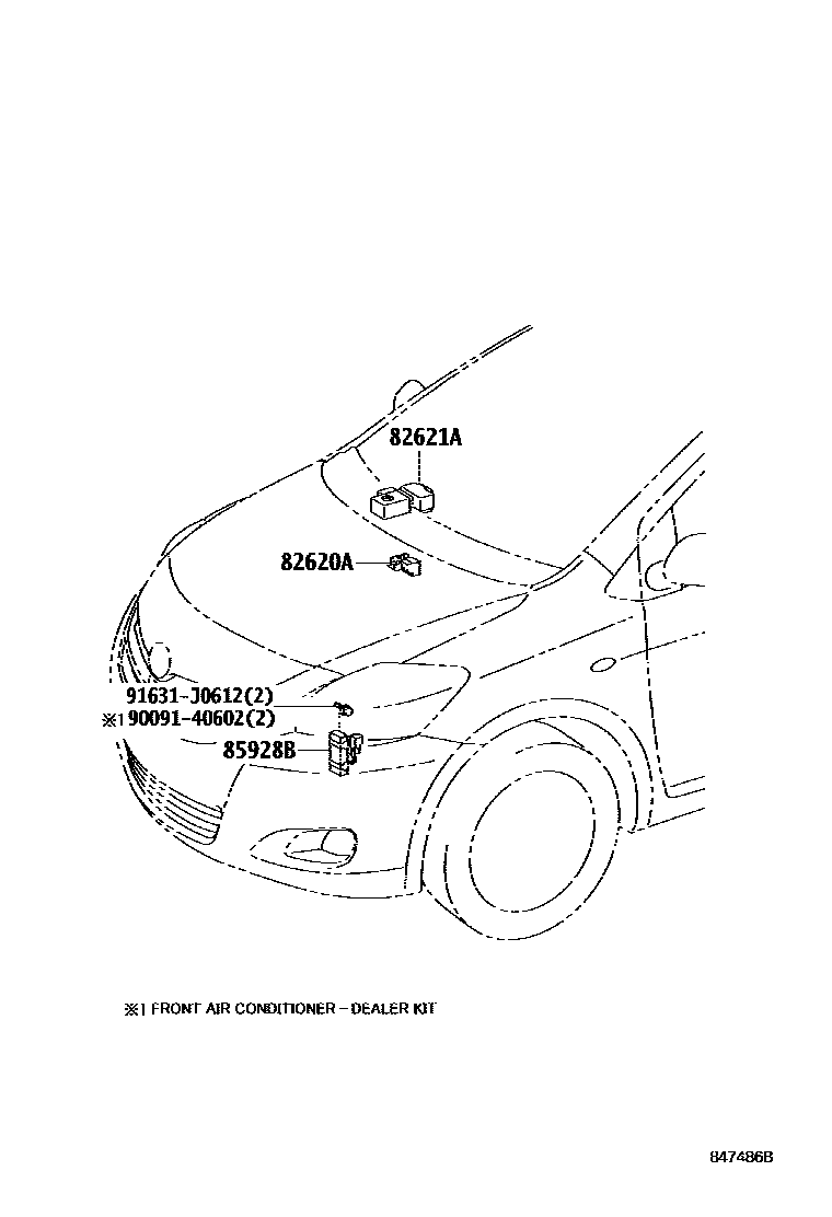 Toyota YARIS 开关和继电器和ECU EPC diagram — 847486B