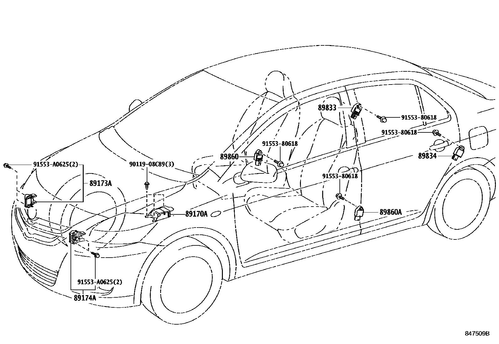 Toyota YARIS 空气囊 EPC diagram — 847509B