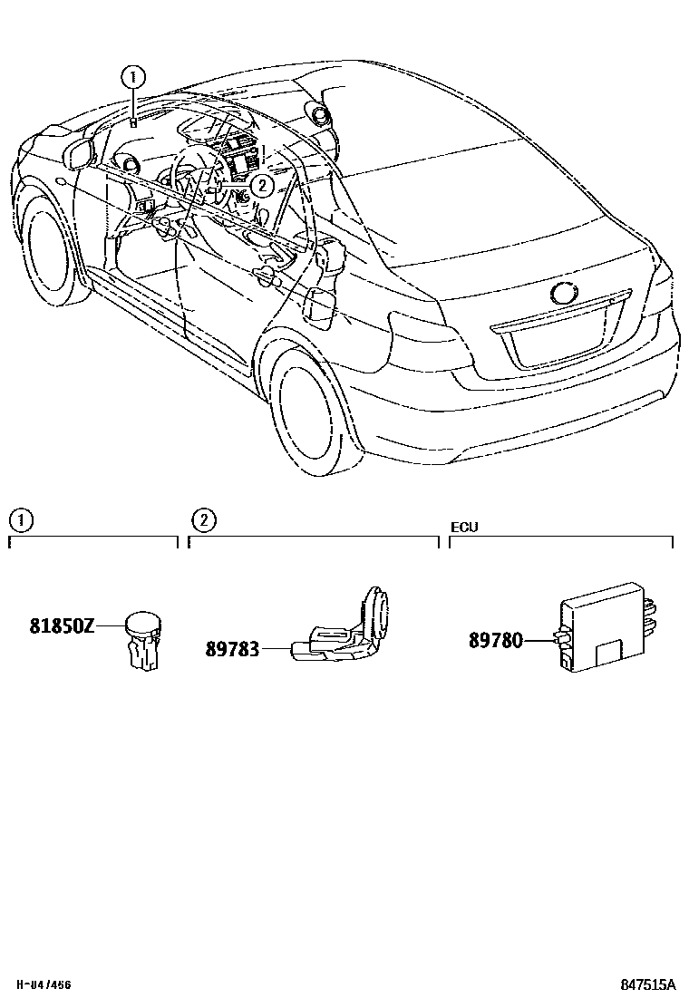 Toyota YARIS 防盗装置 EPC diagram — 847515A