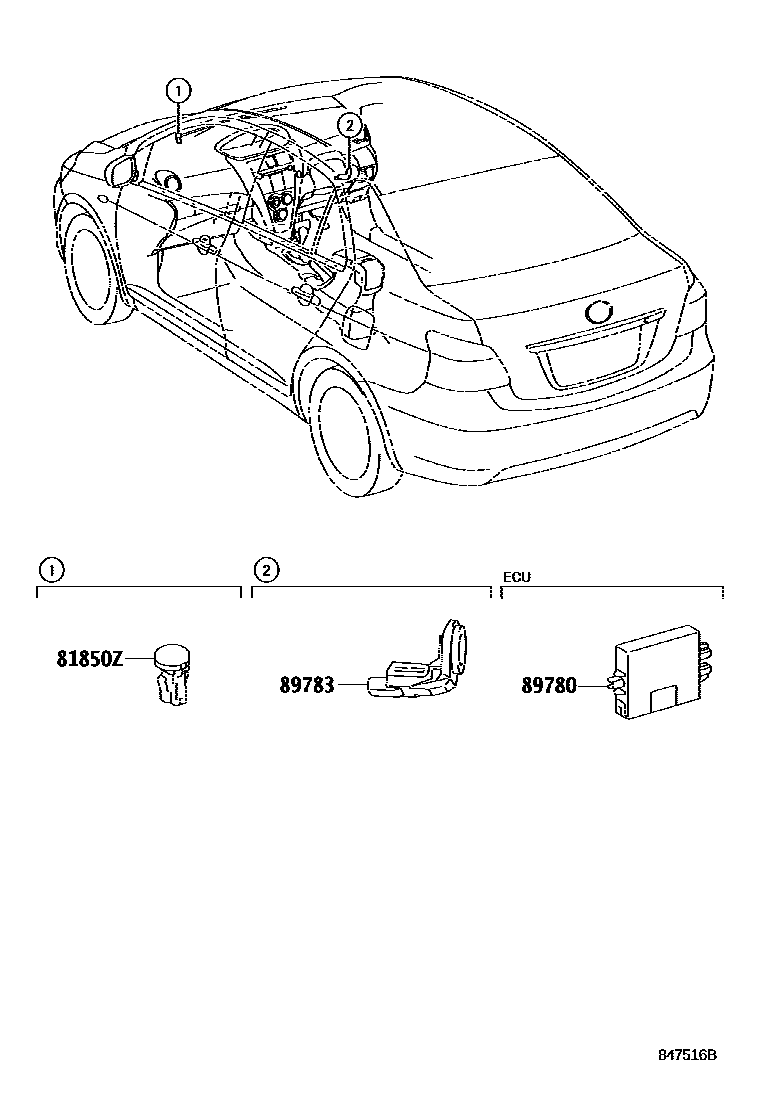 Toyota YARIS 防盗装置 EPC diagram — 847516B