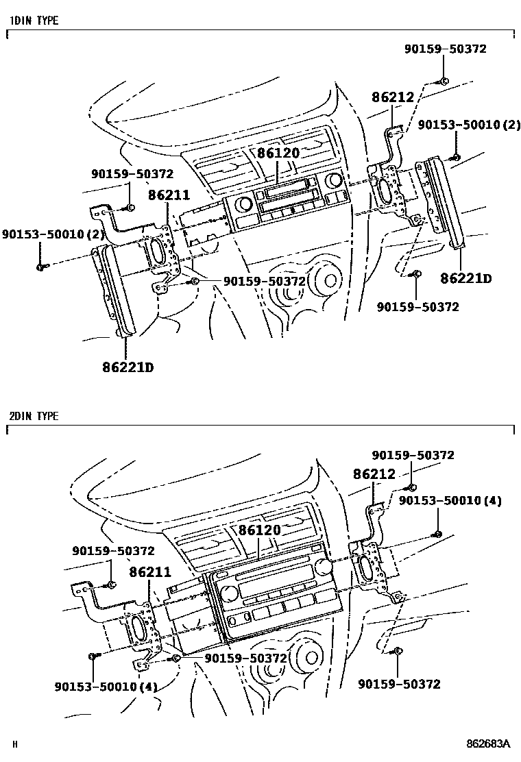 Toyota YARIS 收音机、放大器和冷凝器 EPC diagram — 862683A