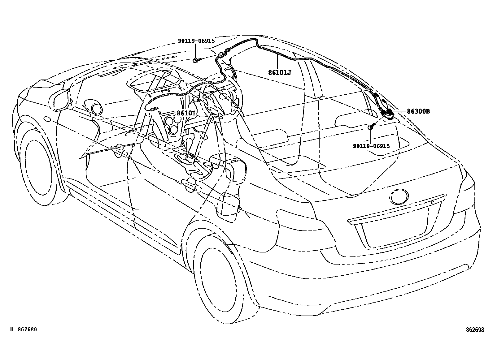 Toyota YARIS antenna EPC diagram — 862698