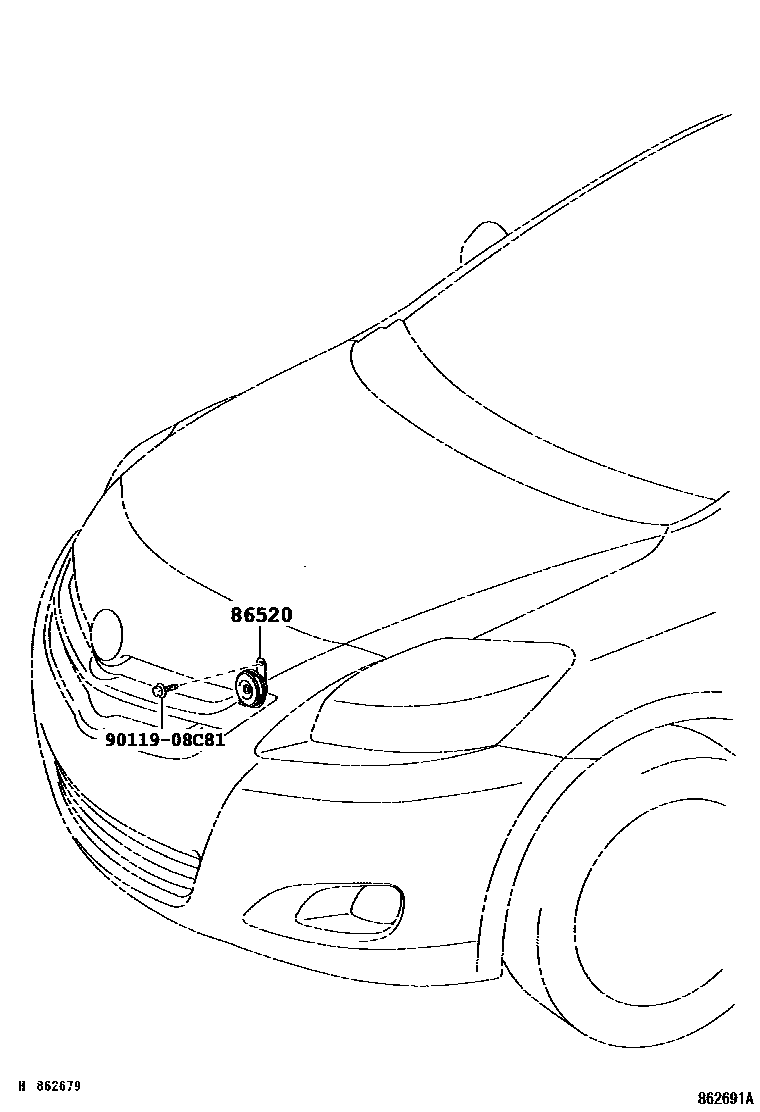 Toyota YARIS 喇叭 EPC diagram — 862691A