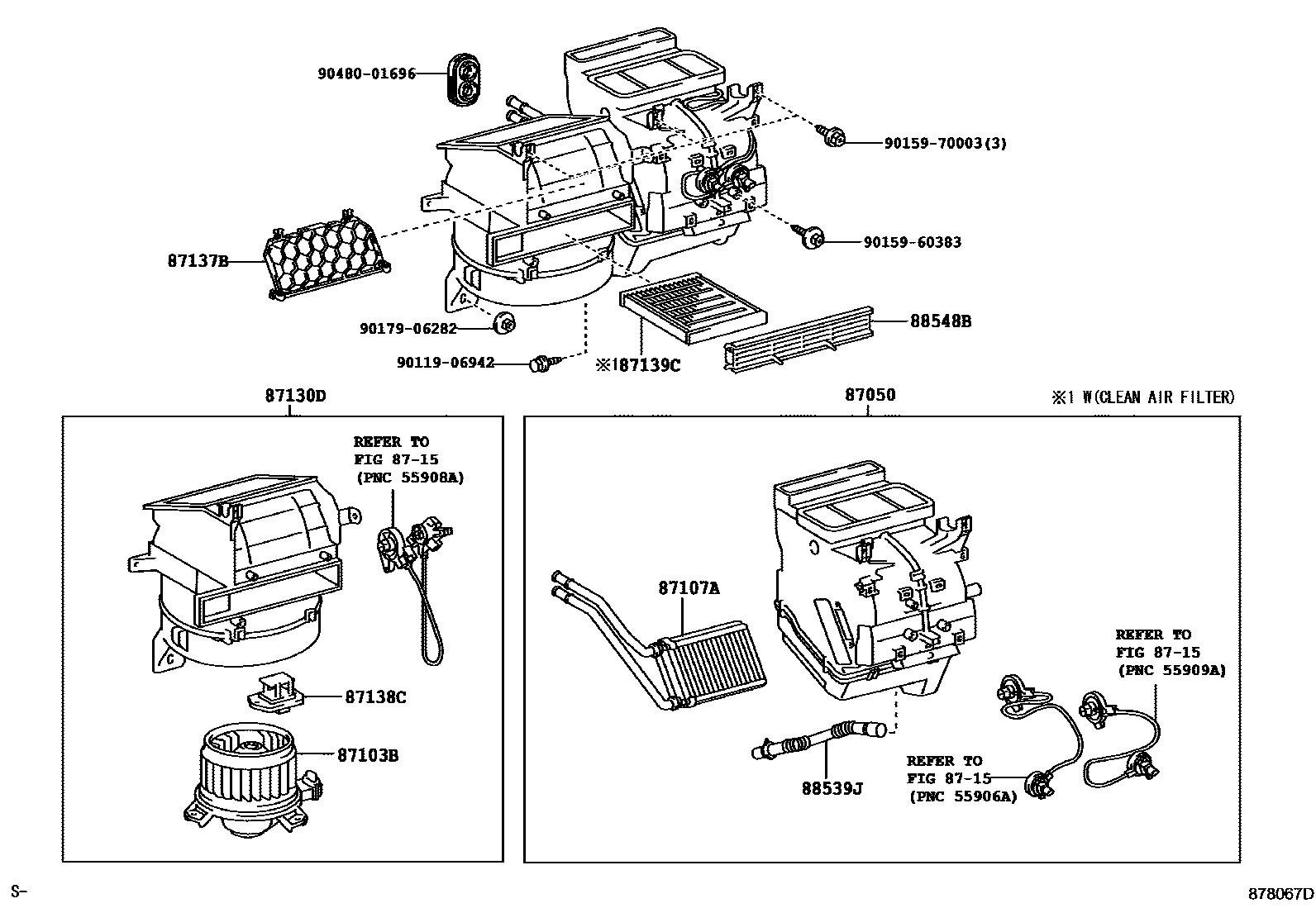 Toyota YARIS 暖风和空调系统 - 冷却器组件 EPC diagram — 878067D