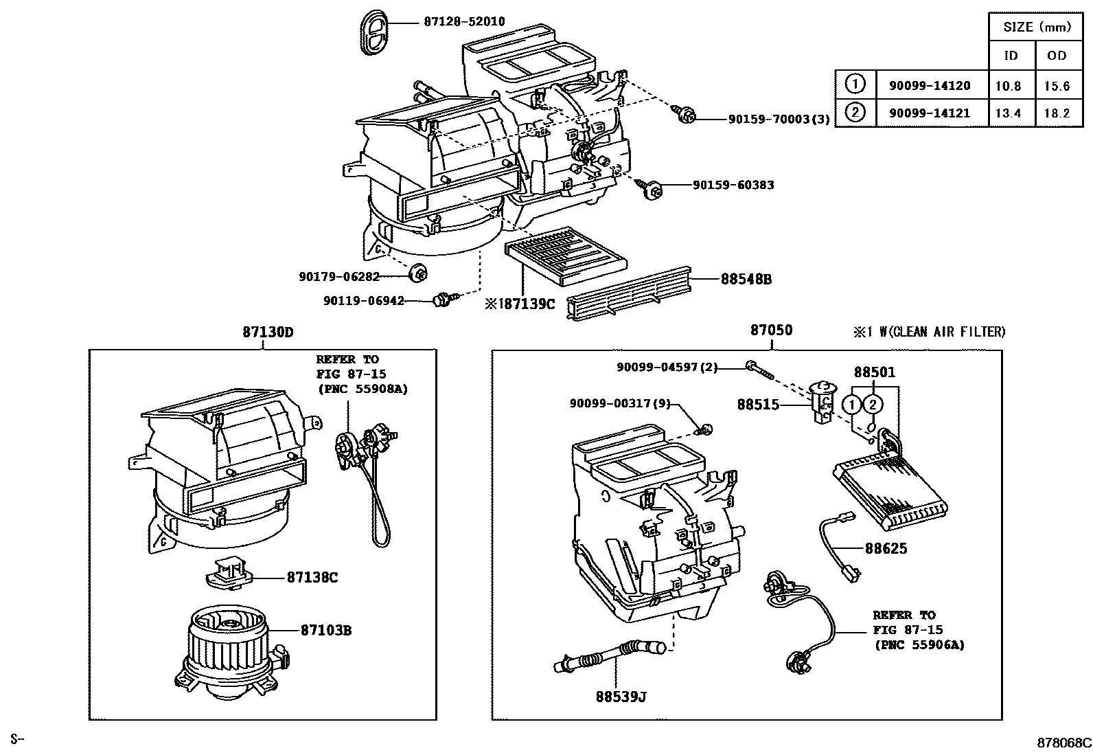 Toyota YARIS 暖风和空调系统 - 冷却器组件 EPC diagram — 878068C