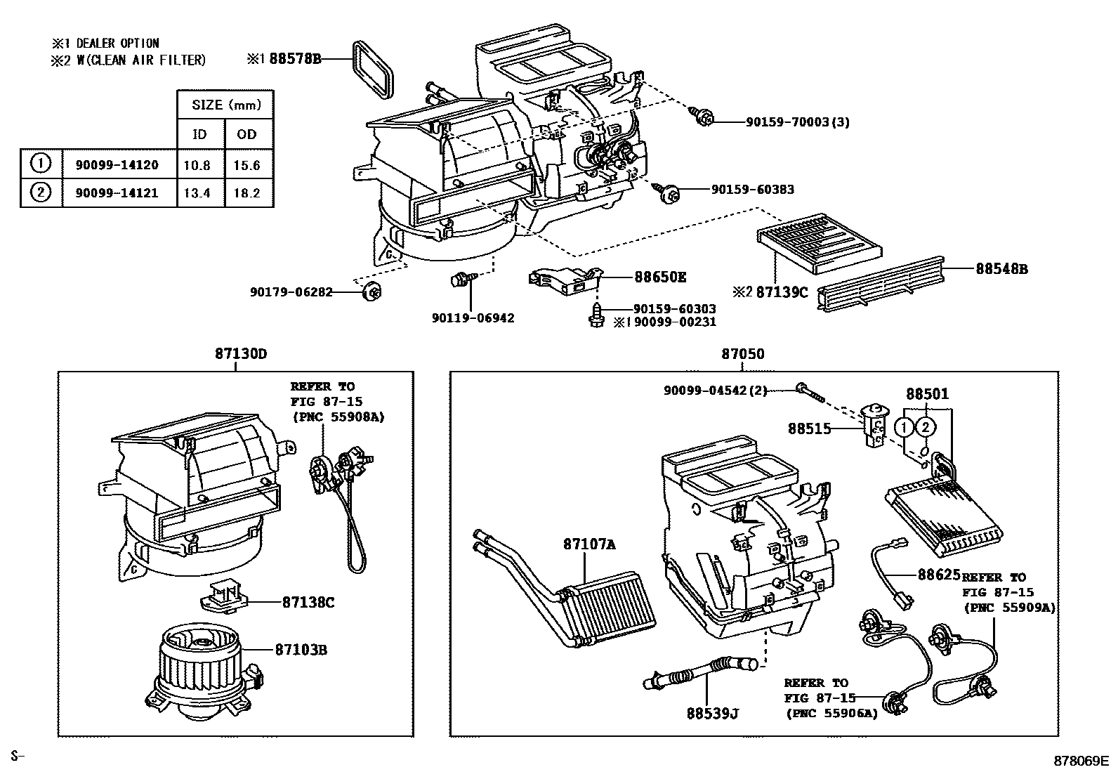 Toyota YARIS 暖风和空调系统 - 冷却器组件 EPC diagram — 878069E