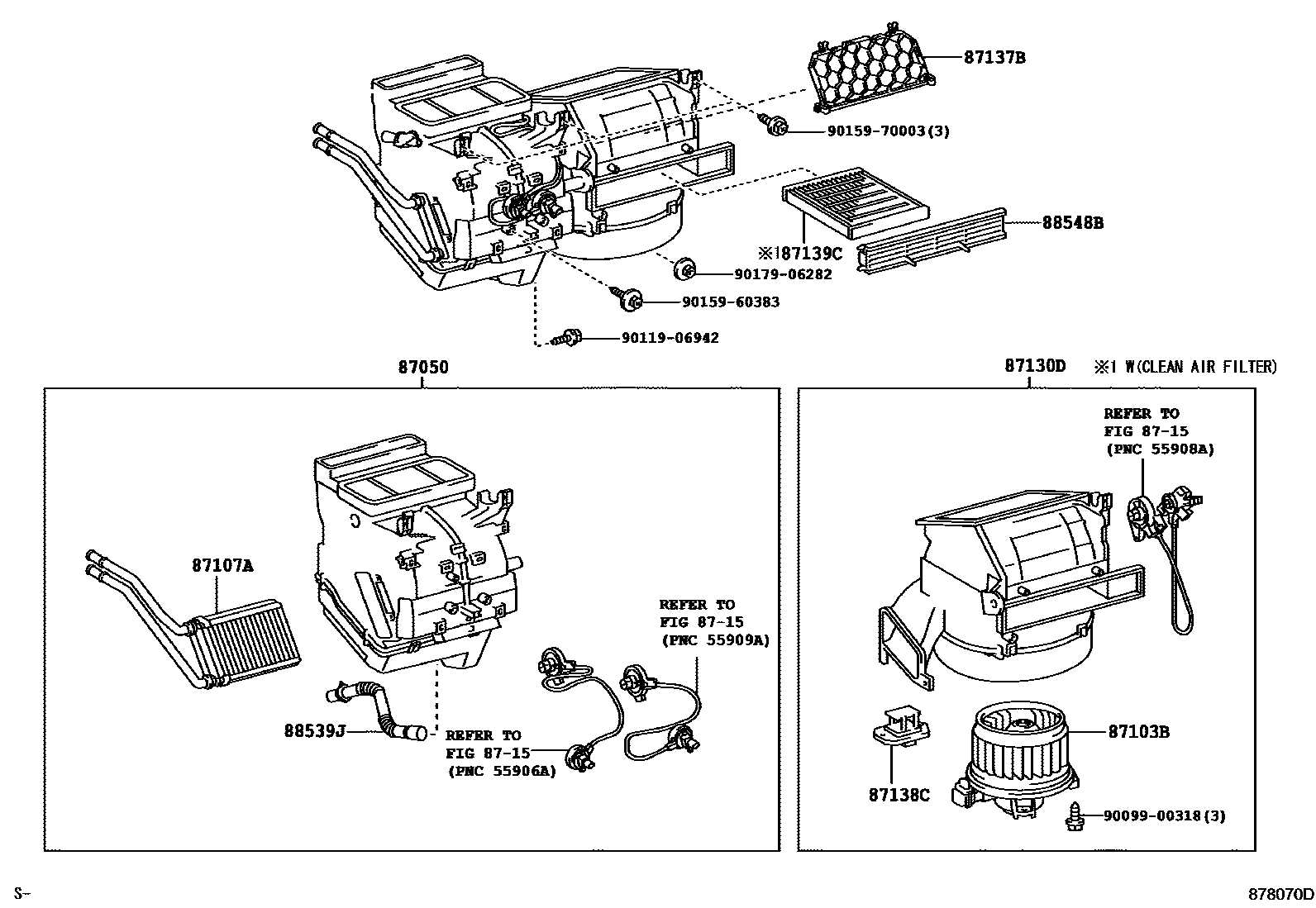 Toyota YARIS 暖风和空调系统 - 冷却器组件 EPC diagram — 878070D