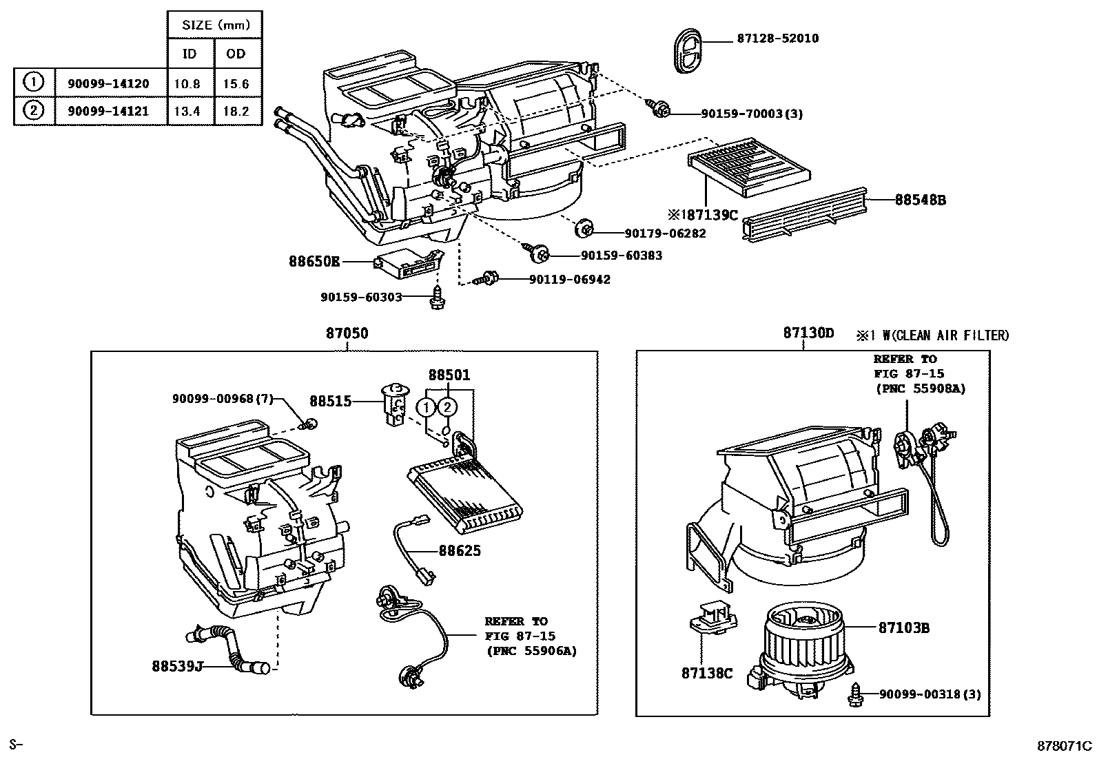 Toyota YARIS 暖风和空调系统 - 冷却器组件 EPC diagram — 878071C