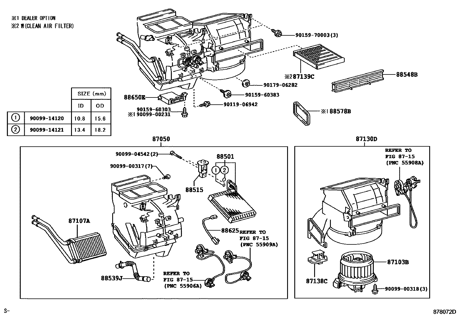 Toyota YARIS 暖风和空调系统 - 冷却器组件 EPC diagram — 878072D