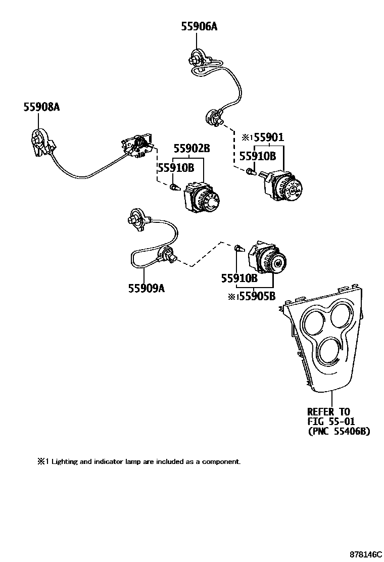 Toyota YARIS 暖风和空调系统 - 控制器和风管 EPC diagram — 878146C