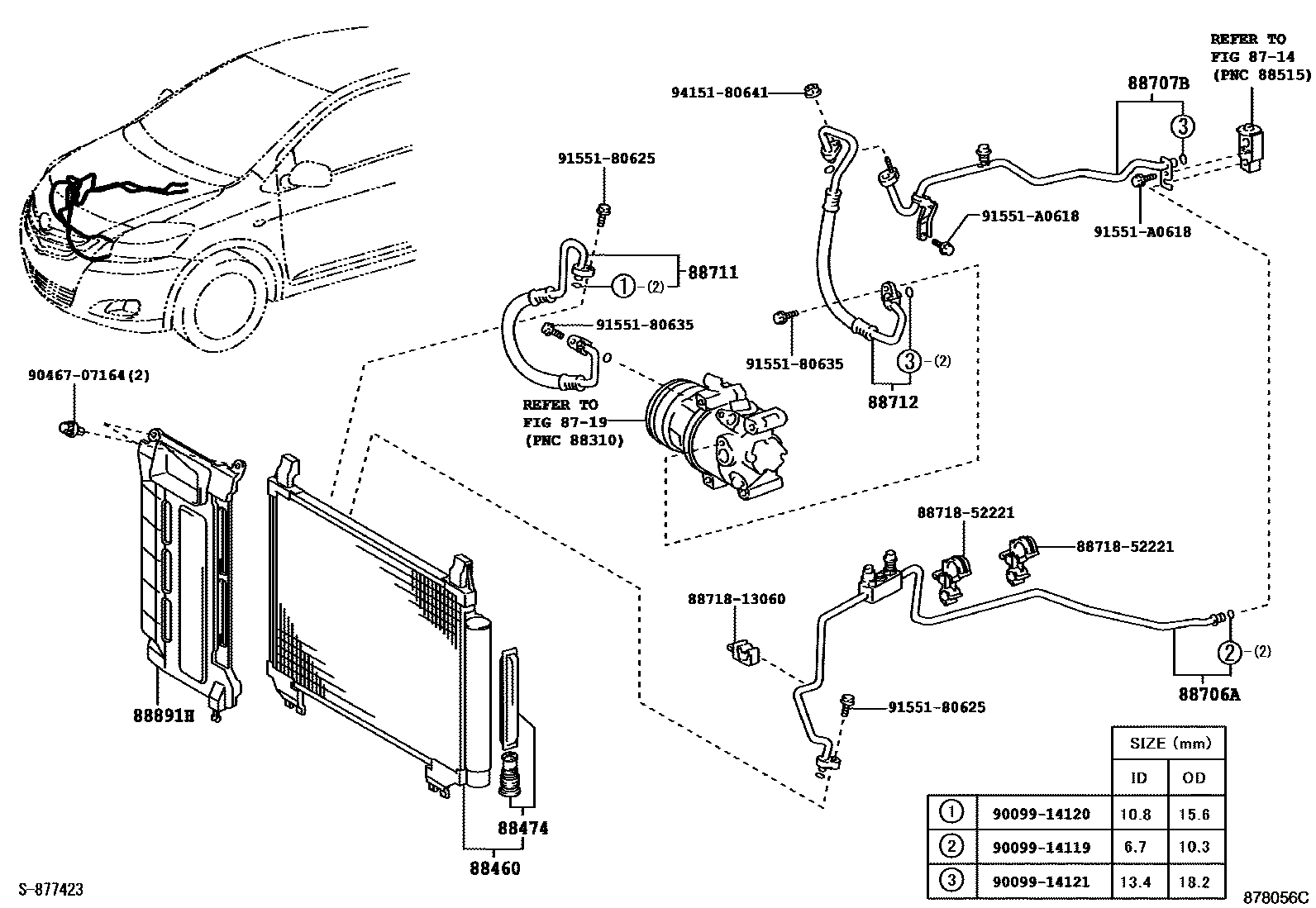 Toyota YARIS Heating & Air Conditioning - Cooler Piping EPC diagram — 878056C