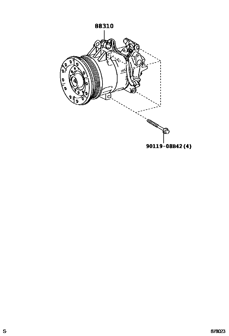 Toyota YARIS Heating & Air Conditioning - Compressor EPC diagram — 878023