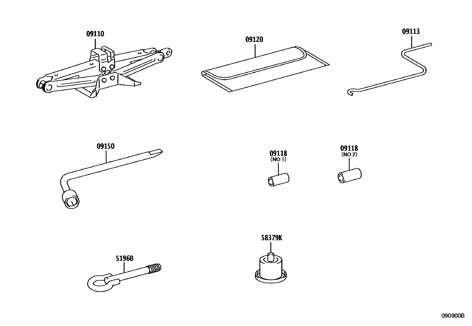 Toyota YARIS Standard Tools EPC diagram — 090900B