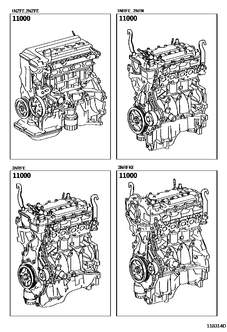Toyota YARIS Partial Engine Assembly EPC diagram — 118314D