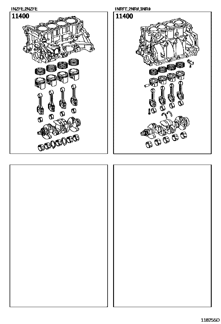 Toyota YARIS Short Block Assembly EPC diagram — 118255D