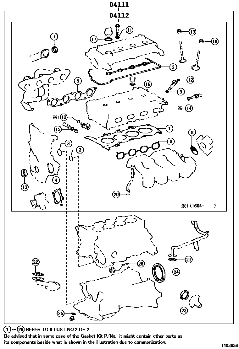 Toyota YARIS Engine Overhaul Gasket Kit EPC diagram — 118293B