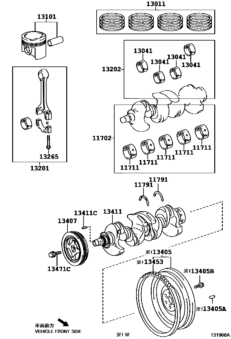 Toyota YARIS Crankshaft & Piston EPC diagram — 131968A