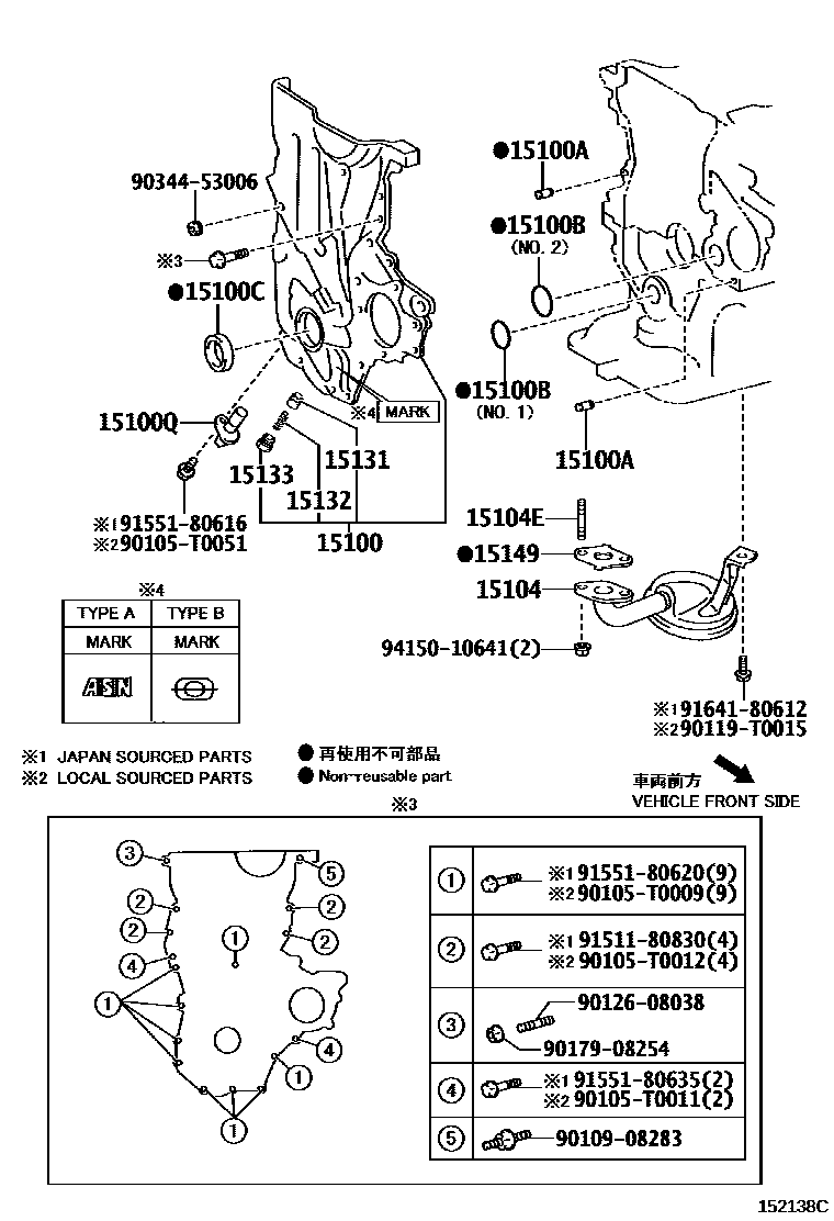 Toyota YARIS Engine Oil Pump EPC diagram — 152138C