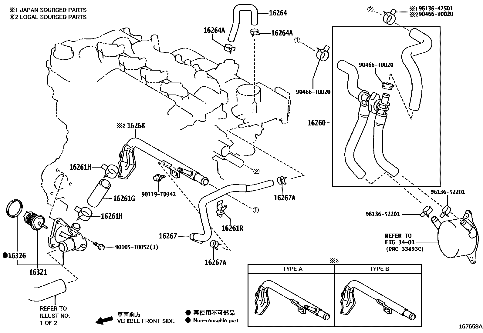 Toyota YARIS RADIATOR & WATER OUTLET EPC diagram — 167658A