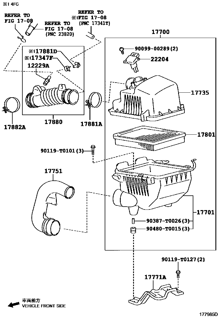 Toyota YARIS Air Cleaner EPC diagram — 177985D