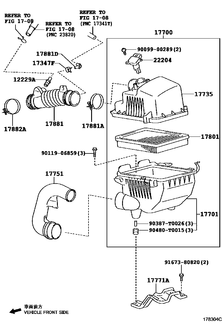 Toyota YARIS Air Cleaner EPC diagram — 178304C