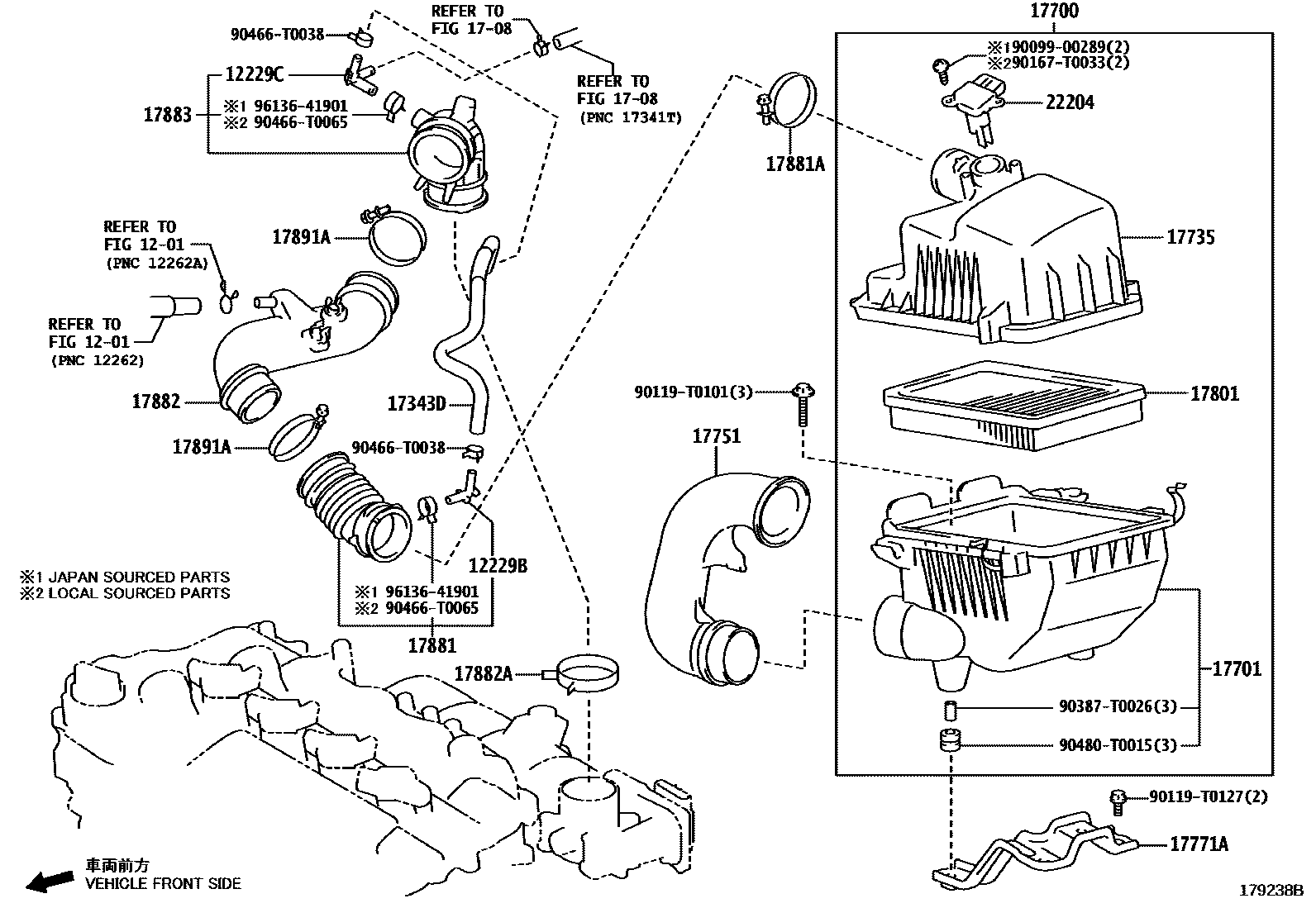 Toyota YARIS Air Cleaner EPC diagram — 179238B
