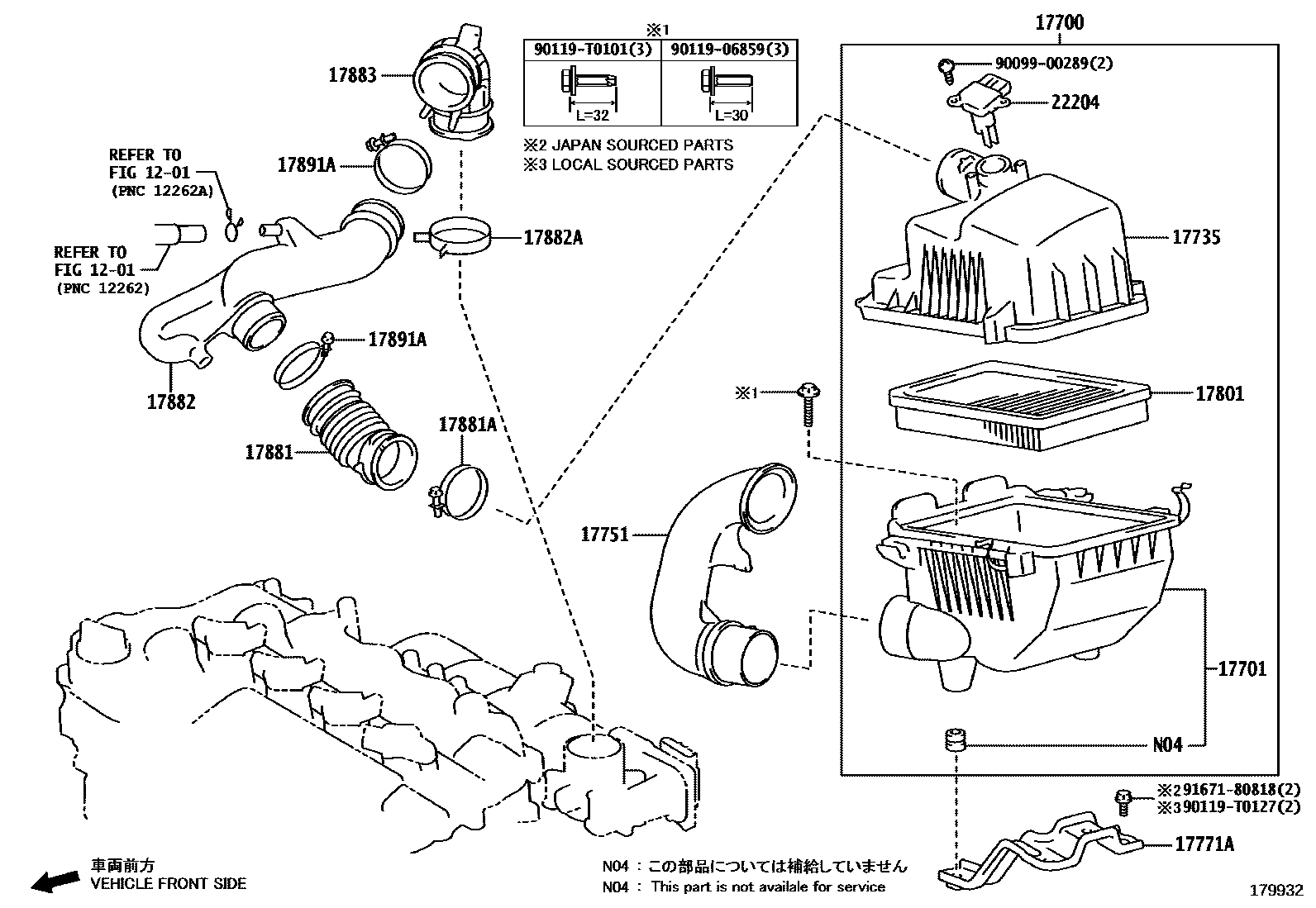 Toyota YARIS Air Cleaner EPC diagram — 179932