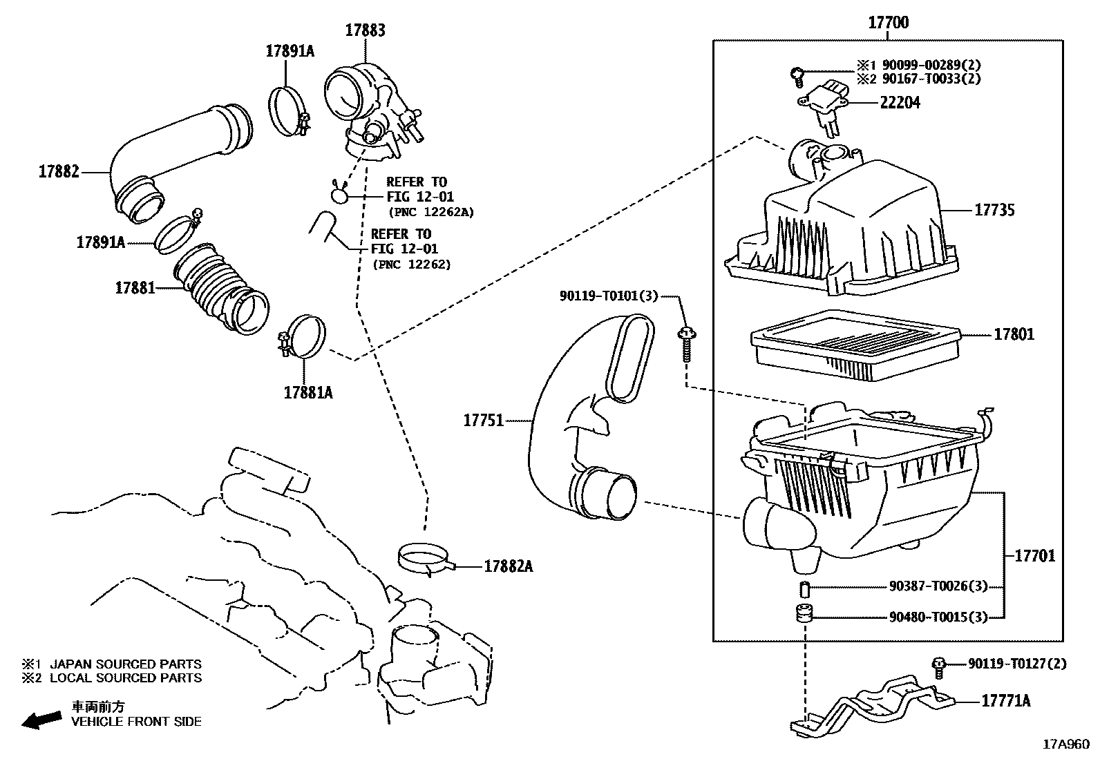 Toyota YARIS Air Cleaner EPC diagram — 17A960