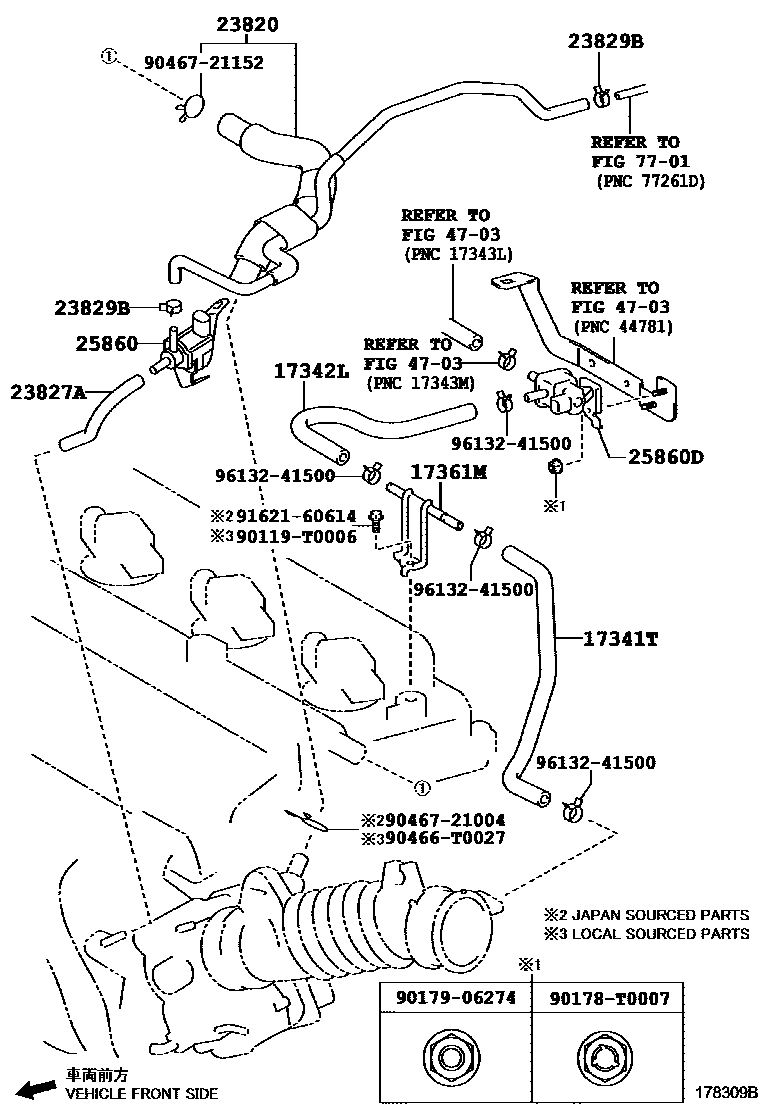 Toyota YARIS vacuum tube EPC diagram — 178309B