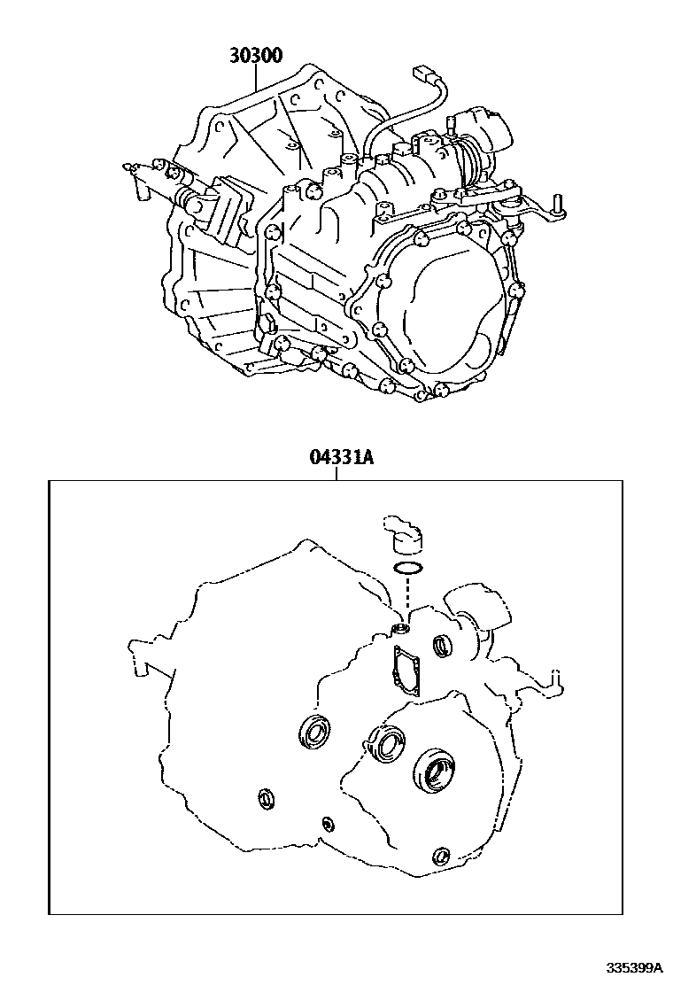 Toyota YARIS 传动桥或变速器总成和衬垫组件(MTM) EPC diagram — 335399A